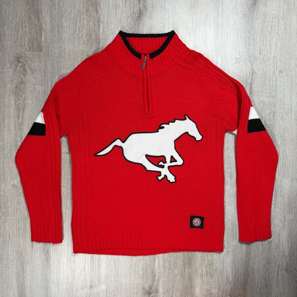 SOGO Calgary Stampeders CFL 1/4 Zip Knit Sweater